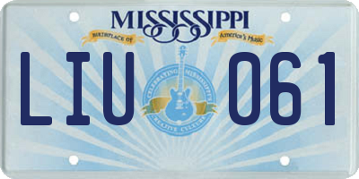 MS license plate LIU061