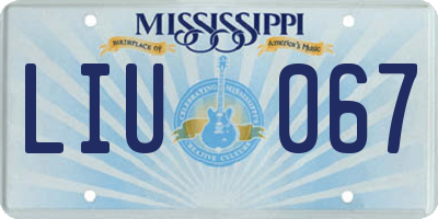 MS license plate LIU067