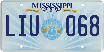MS license plate LIU068