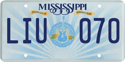 MS license plate LIU070