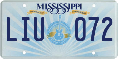 MS license plate LIU072