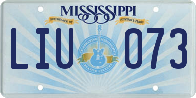MS license plate LIU073
