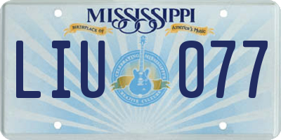MS license plate LIU077