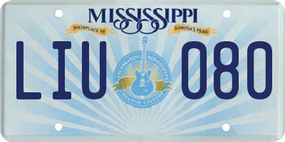 MS license plate LIU080