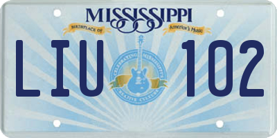 MS license plate LIU102