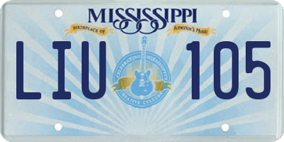 MS license plate LIU105