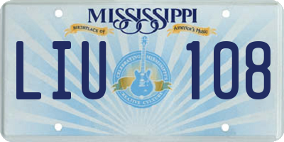 MS license plate LIU108