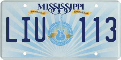 MS license plate LIU113