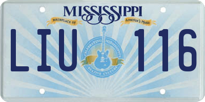 MS license plate LIU116