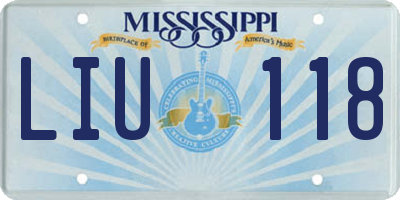 MS license plate LIU118