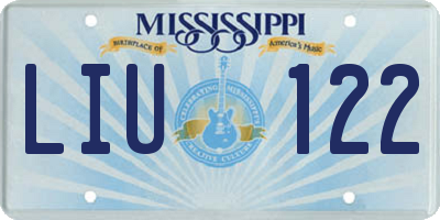 MS license plate LIU122