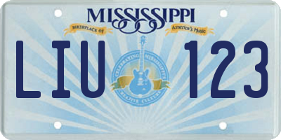 MS license plate LIU123