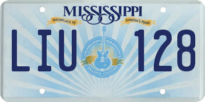 MS license plate LIU128
