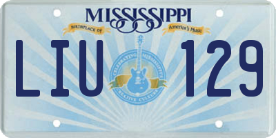 MS license plate LIU129