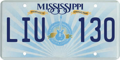 MS license plate LIU130
