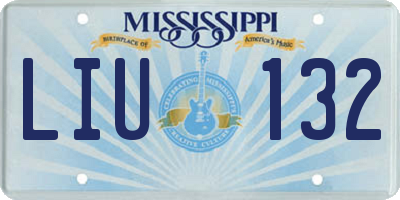 MS license plate LIU132
