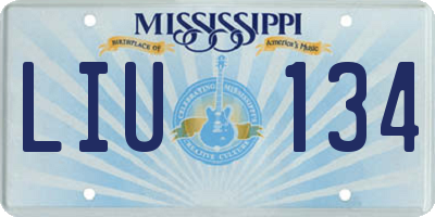 MS license plate LIU134
