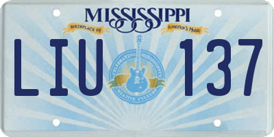MS license plate LIU137