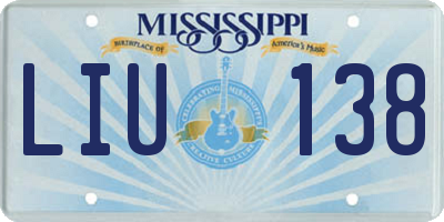 MS license plate LIU138