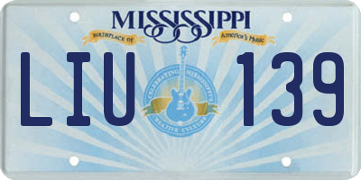 MS license plate LIU139