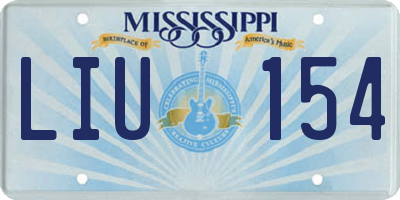 MS license plate LIU154