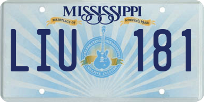 MS license plate LIU181