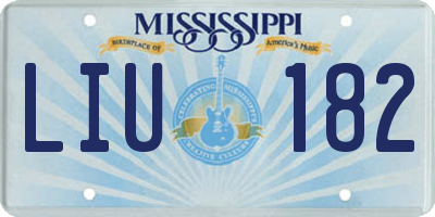 MS license plate LIU182