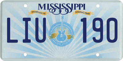 MS license plate LIU190