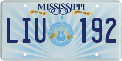 MS license plate LIU192