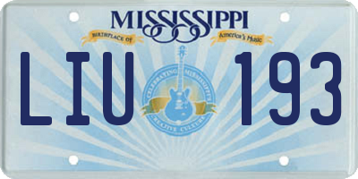 MS license plate LIU193