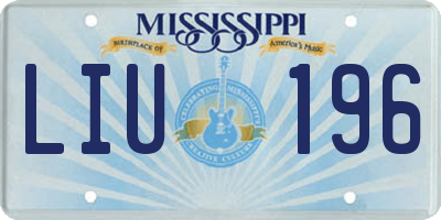 MS license plate LIU196