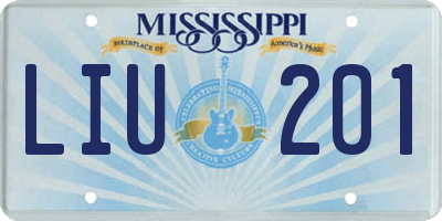 MS license plate LIU201