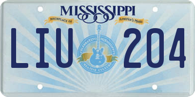 MS license plate LIU204
