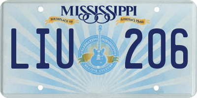 MS license plate LIU206