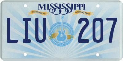 MS license plate LIU207