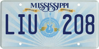 MS license plate LIU208