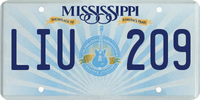 MS license plate LIU209