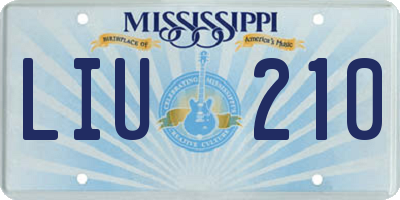 MS license plate LIU210