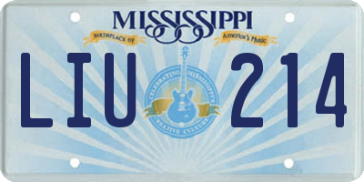 MS license plate LIU214
