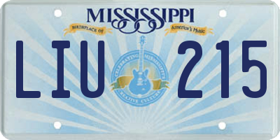 MS license plate LIU215