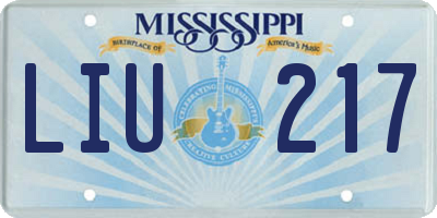 MS license plate LIU217
