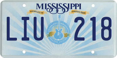 MS license plate LIU218