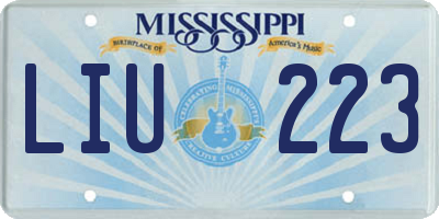 MS license plate LIU223