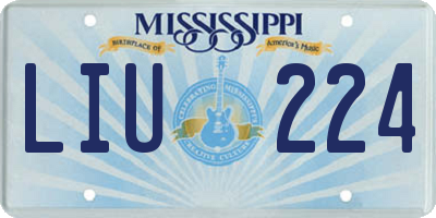 MS license plate LIU224
