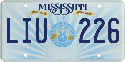 MS license plate LIU226