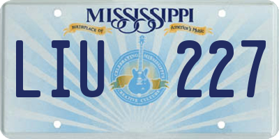 MS license plate LIU227