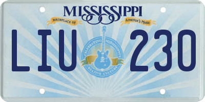 MS license plate LIU230