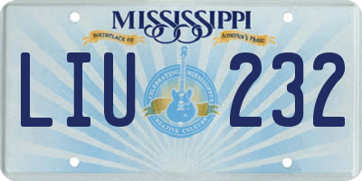 MS license plate LIU232