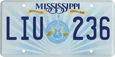 MS license plate LIU236