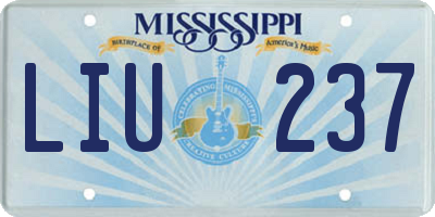 MS license plate LIU237